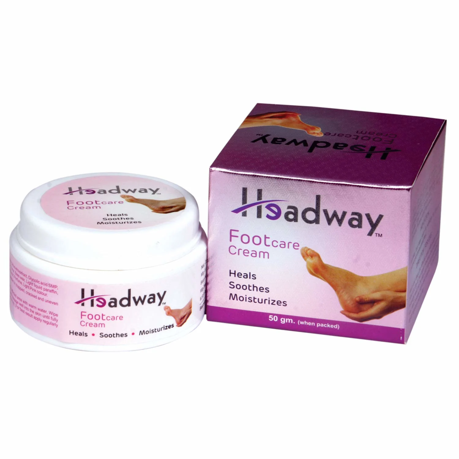Headway Foot Care Cream for Cracked Heels & Dry Skin (50g x 2 Pack)